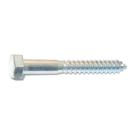 Midwest Fastener Lag Screw, 1/2 in, 4 in, Steel, Zinc Plated Hex Hex Drive, 25 PK 01334